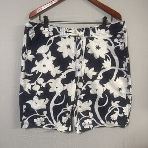 Reyn Spooner Board Shorts Mens 36 Blue White Hawaiian Floral Swim Trunks